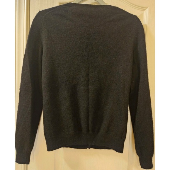 Womens Black Cashmere Sweater Rhinestones Classic Goth Wedding Formal Church - Picture 7 of 7